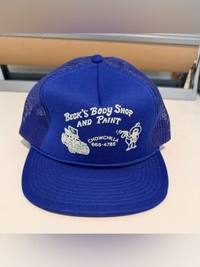 Vintage Trucker Hat Becks Auto Body SnapBack Adjustable 90s